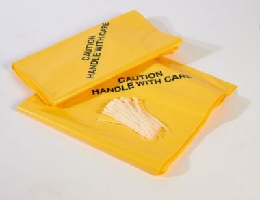Yellow Disposal Bag and Tie Pack of 100