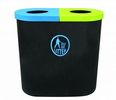 140 Litre Popular Twin Litter Bin - Tidy Logo