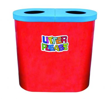 140 Litre Popular Twin Litter Bin - Litter Please Logo