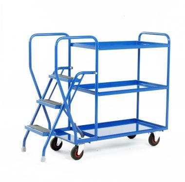 Step Tray Trolley - Three Steps - Steel Shelves - S189