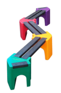 School Bench - Multi-coloured Zig-Zag Benches - 4 person